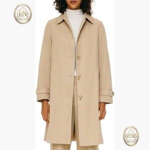 Single Breasted Trench Coat Mid Long Classic Lapel Windproof Slim Outerwear